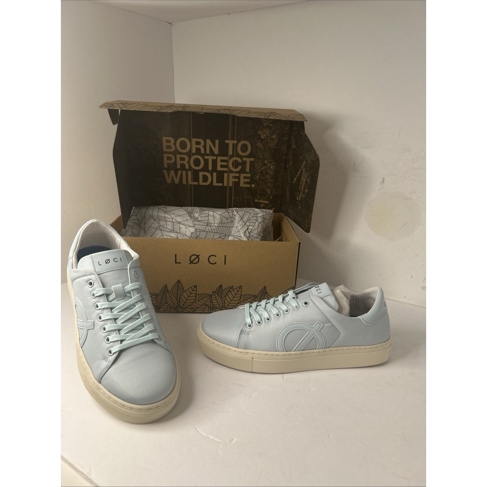 Loci Women's Light Blue Nine Vegan Low-Top Court Sneaker Shoes Size Eu 37 US 6.5